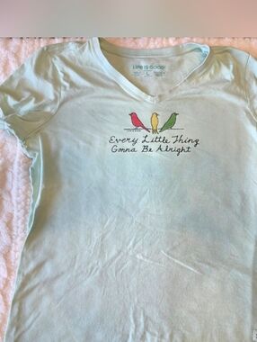 Life Is Good Every Little Thing Gonna Be Alight Bird V Neck Tee Large